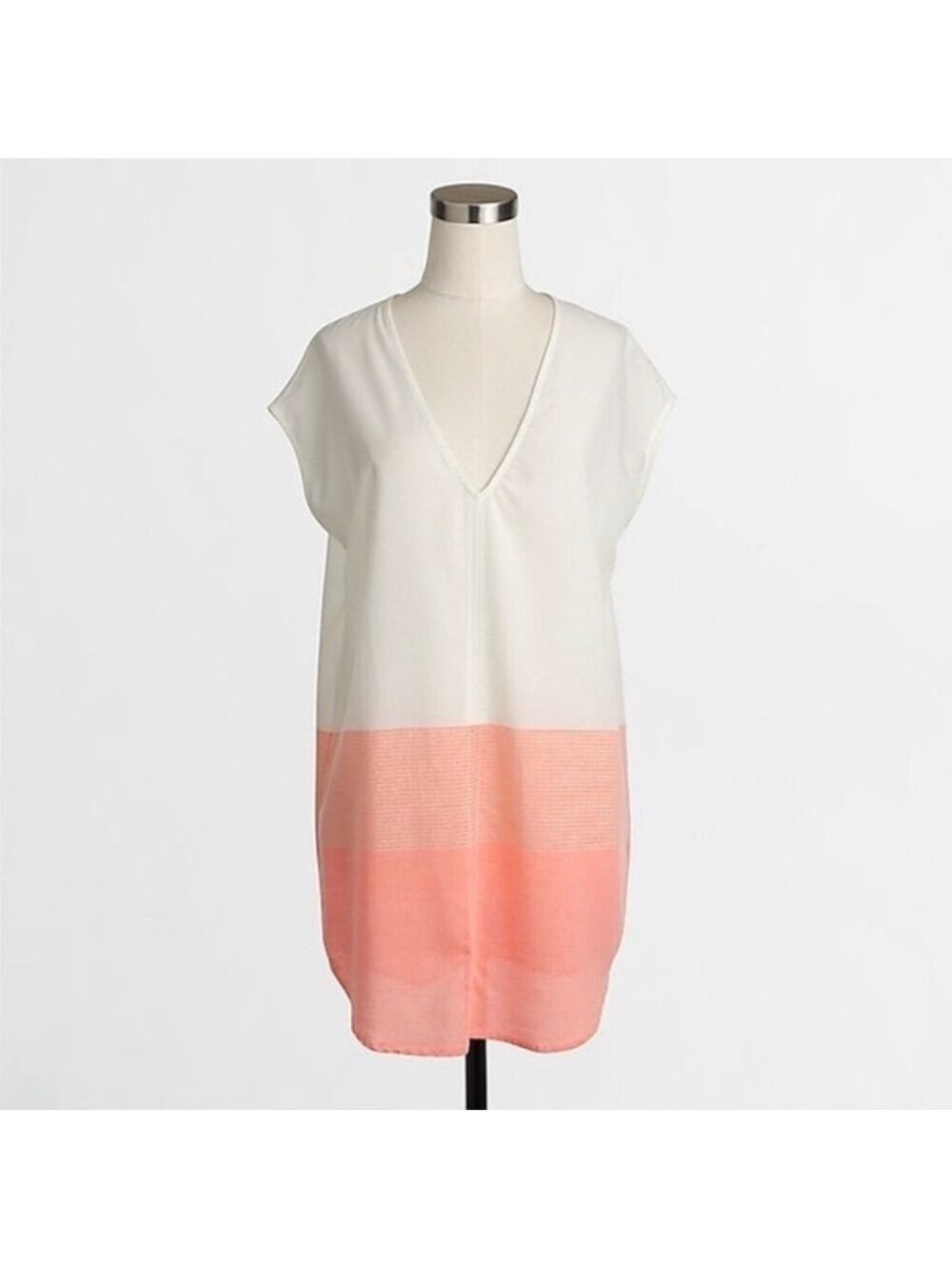 J. Crew Factory Cream and Peach Tunic with Gold Metallic Stripe Detail Medium
